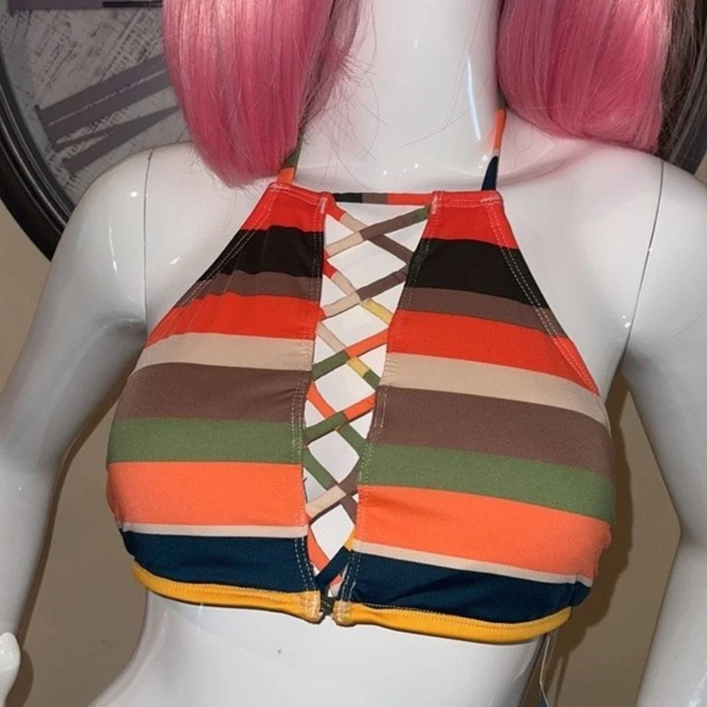 Cleanwater Women's Halter Neck High Neck top  Bikini‎ size M